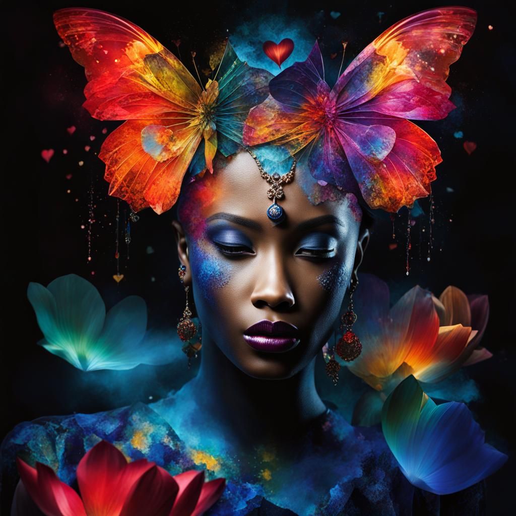 Soul Rising in Love: Gothic Alcohol Ink Dreamscape