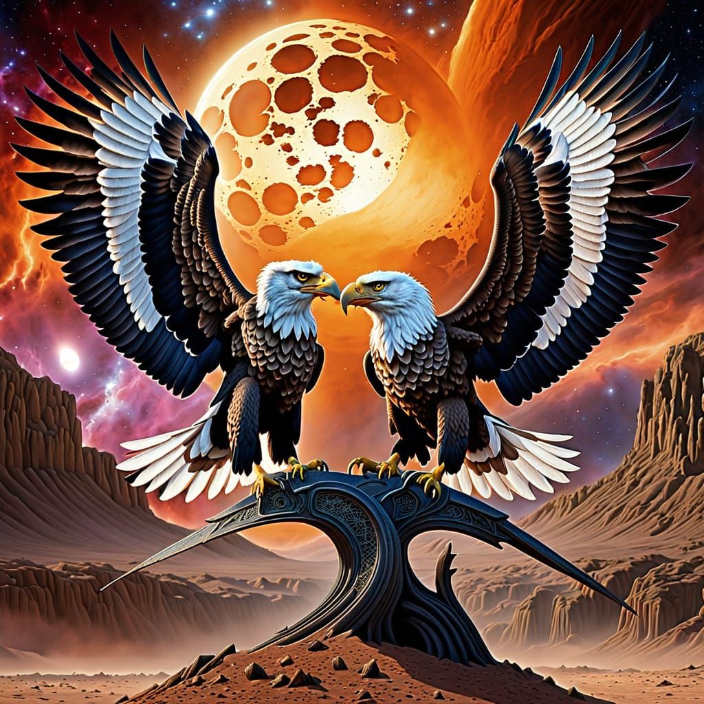 Majestic Eagles Engage in Cosmic Confrontation