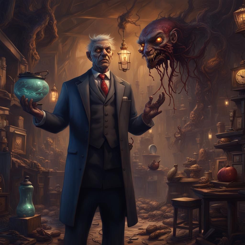 Sinister Salesman Peddling Fear to Larva: Detailed Matte Pai...