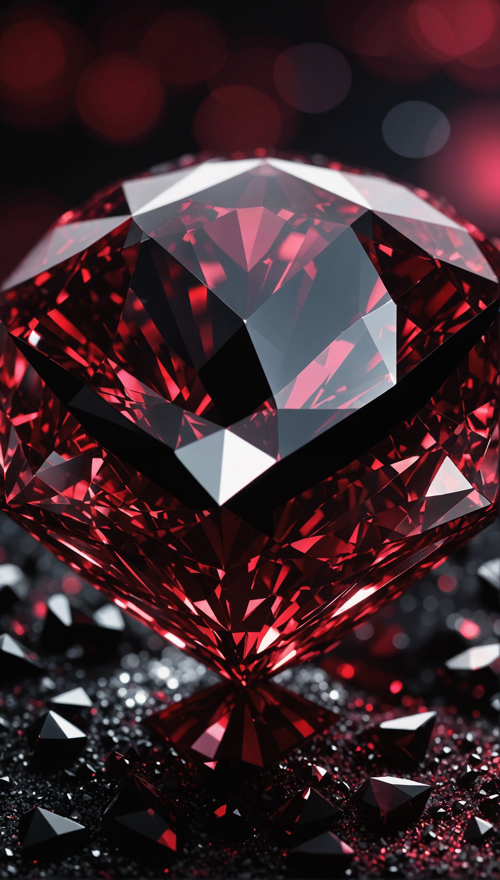 Glittery Black and Red Diamond Gemstone