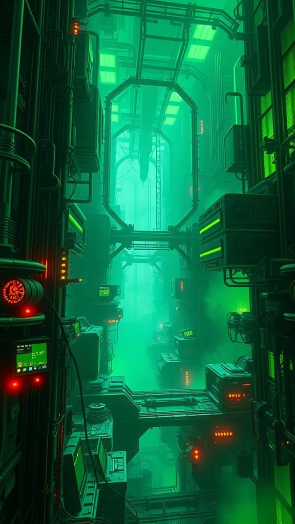 Surreal Green Futuristic Cypher Tech World