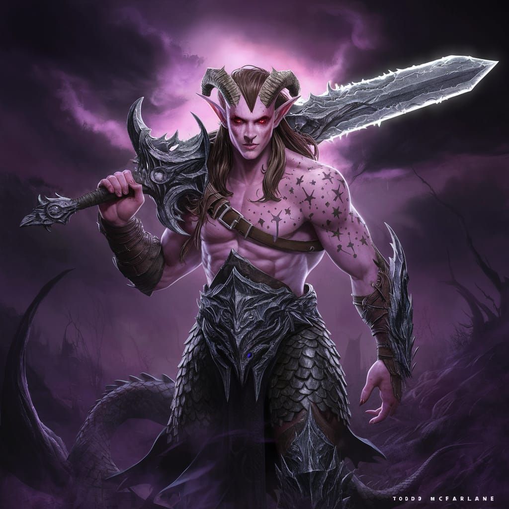 Drow Elf Illustration in Todd McFarlane Style