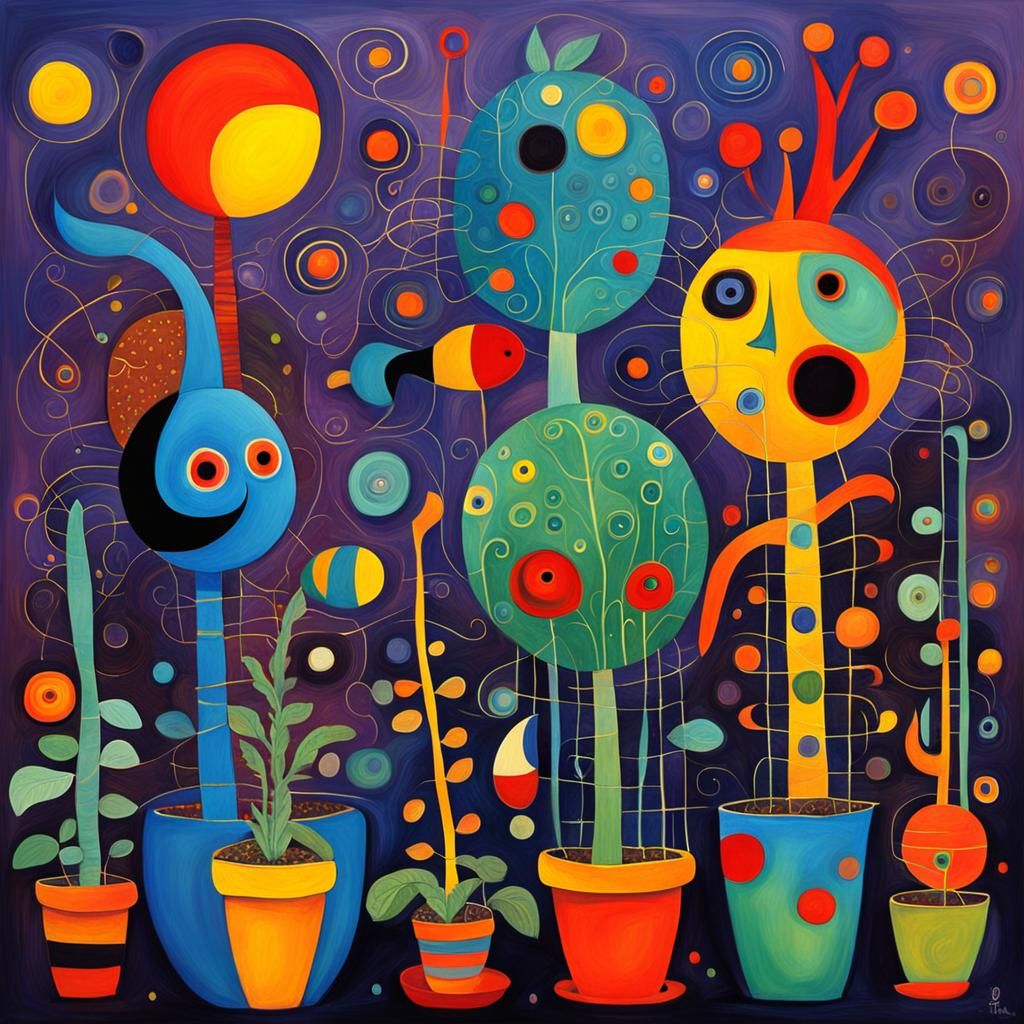 Fantasy Creatures in Pots: Abstract Art Zoo