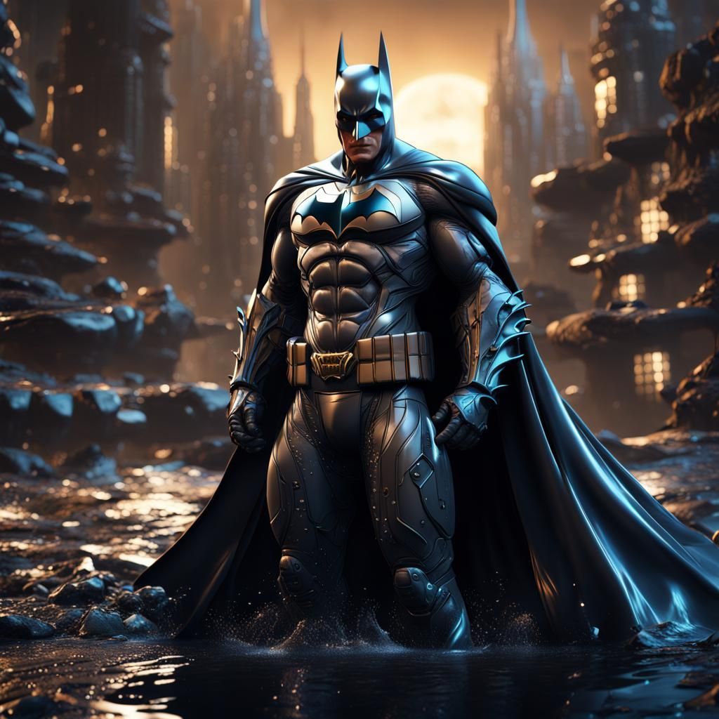 Batman as Liquid Metal: Detailed Matte Painting