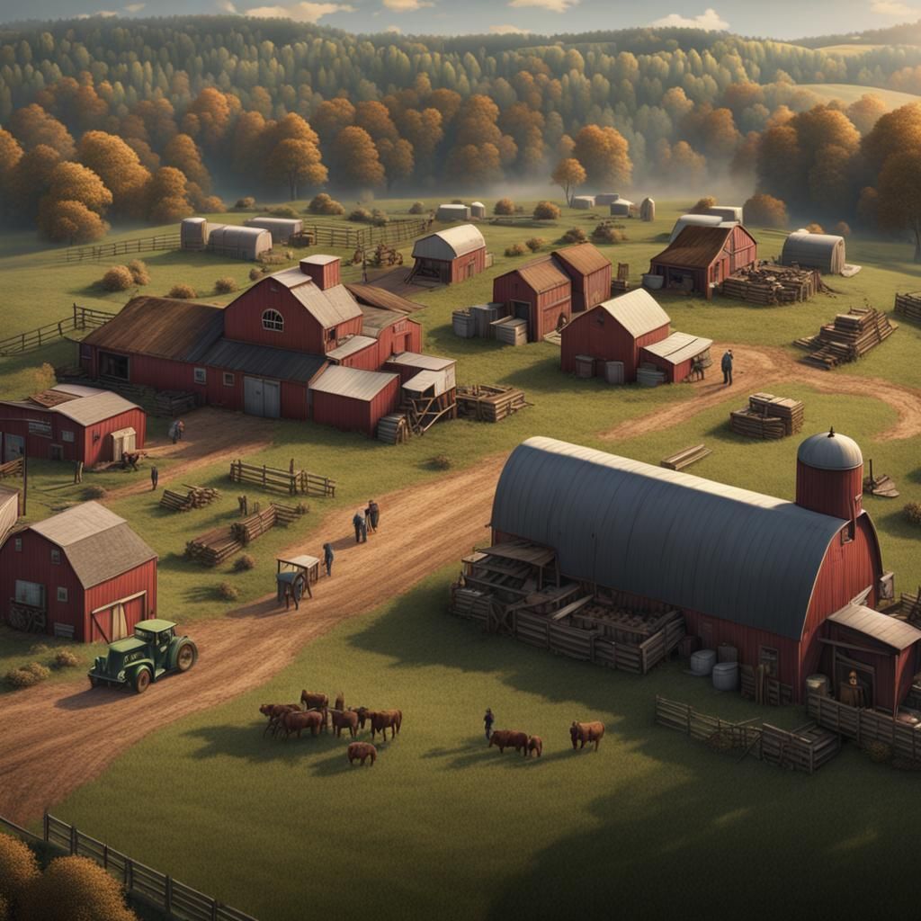 Dairy Farm in 1940s Massachusetts: Matte Painting