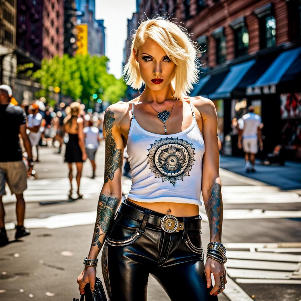 Modern Gothic Pixie Girl in New York Street Art