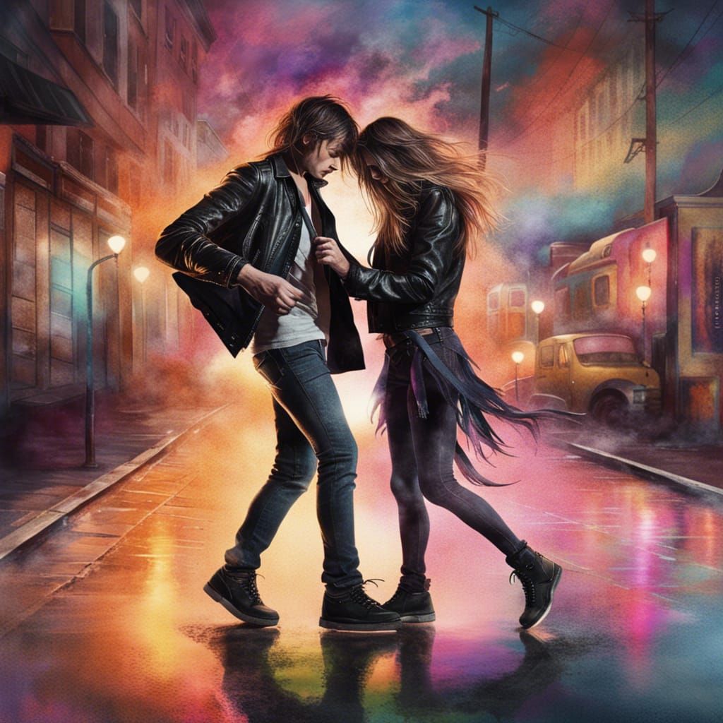 rocker couple dancing