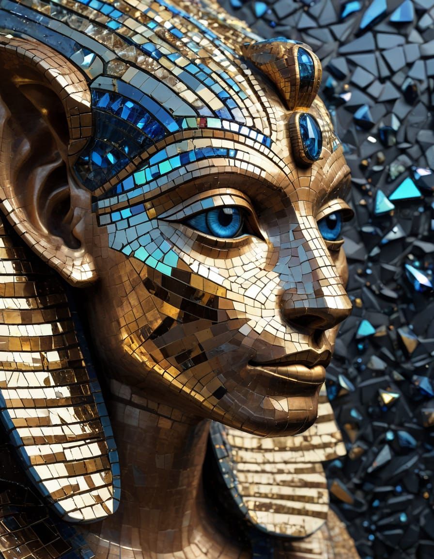 Glittering Glass Sphinx Mosaic in Luxurious 8k Resolution