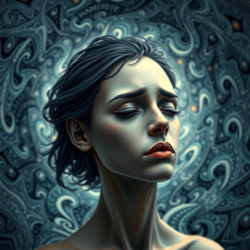 Melancholic Figure Lost in Timeless Vortex