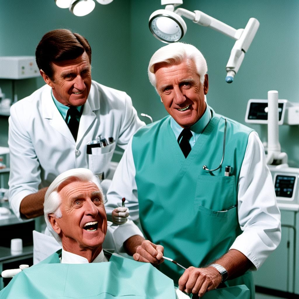 Leslie Nielsen as a Comedic Dentist