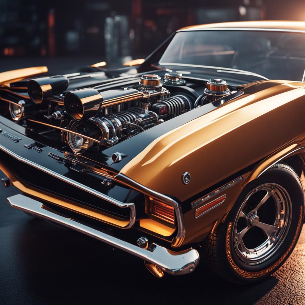 Futuristic Vintage Muscle Car in Sci-Fi Style