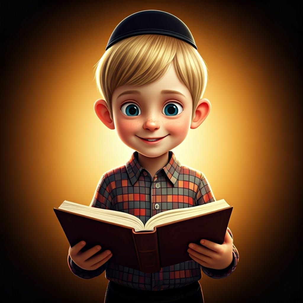 Hasidic Boy Studies: 3D Digital Art Inspired by Pixar