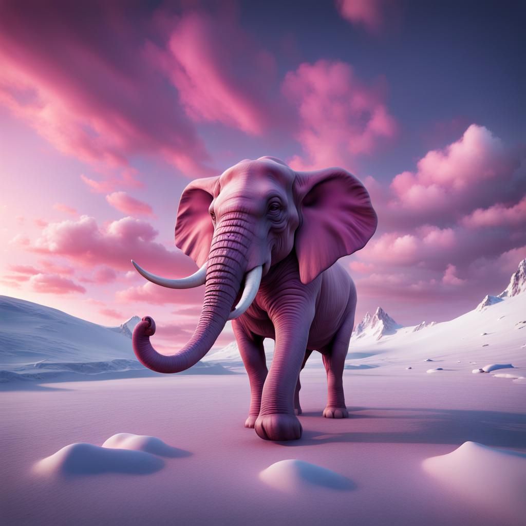 Pink Elephant at South Pole: Fantasy Concept Art