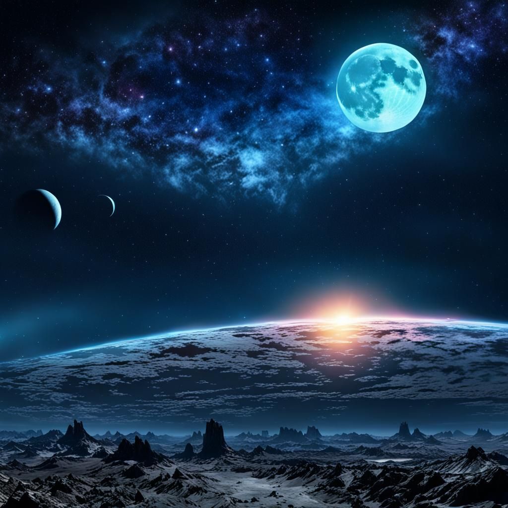 Halo in Space with Shooting Stars