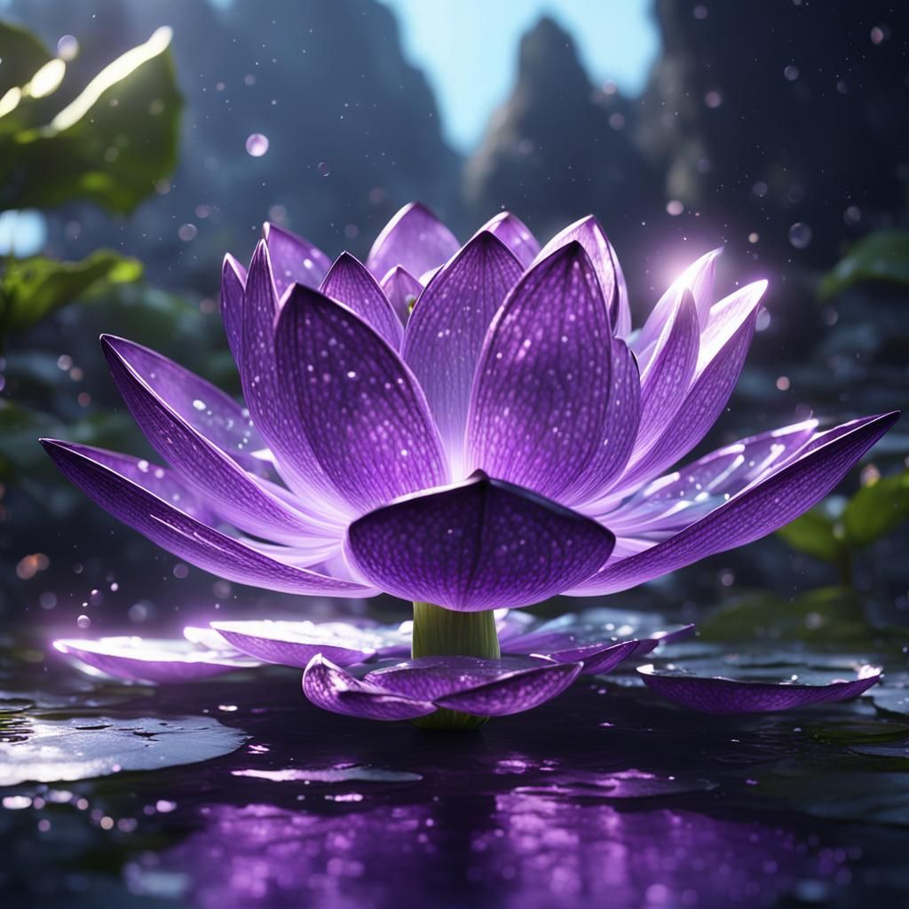 Shining Glass Lotus in 3D Game Style