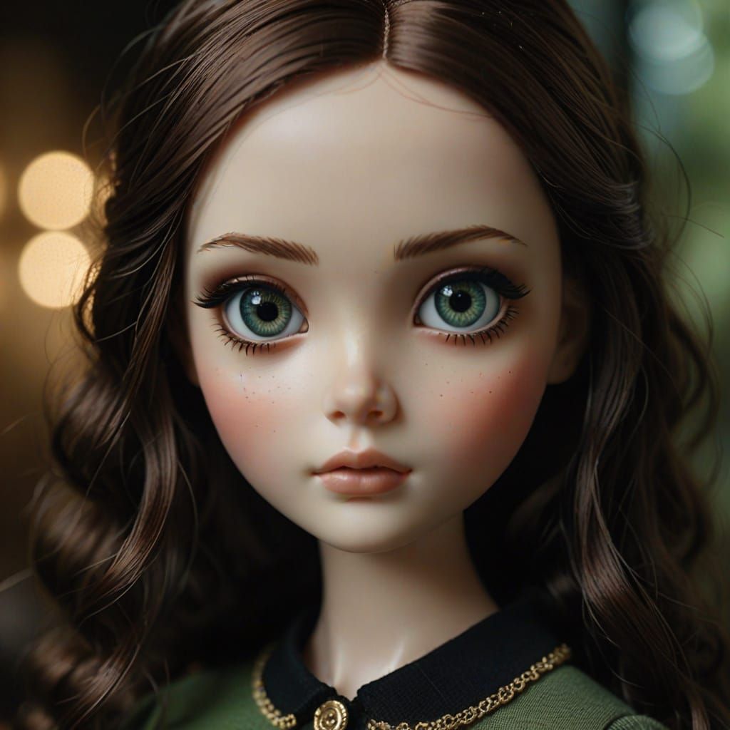 Ethereal Mini Blythe Doll Portrait in Cinematic 35mm Style