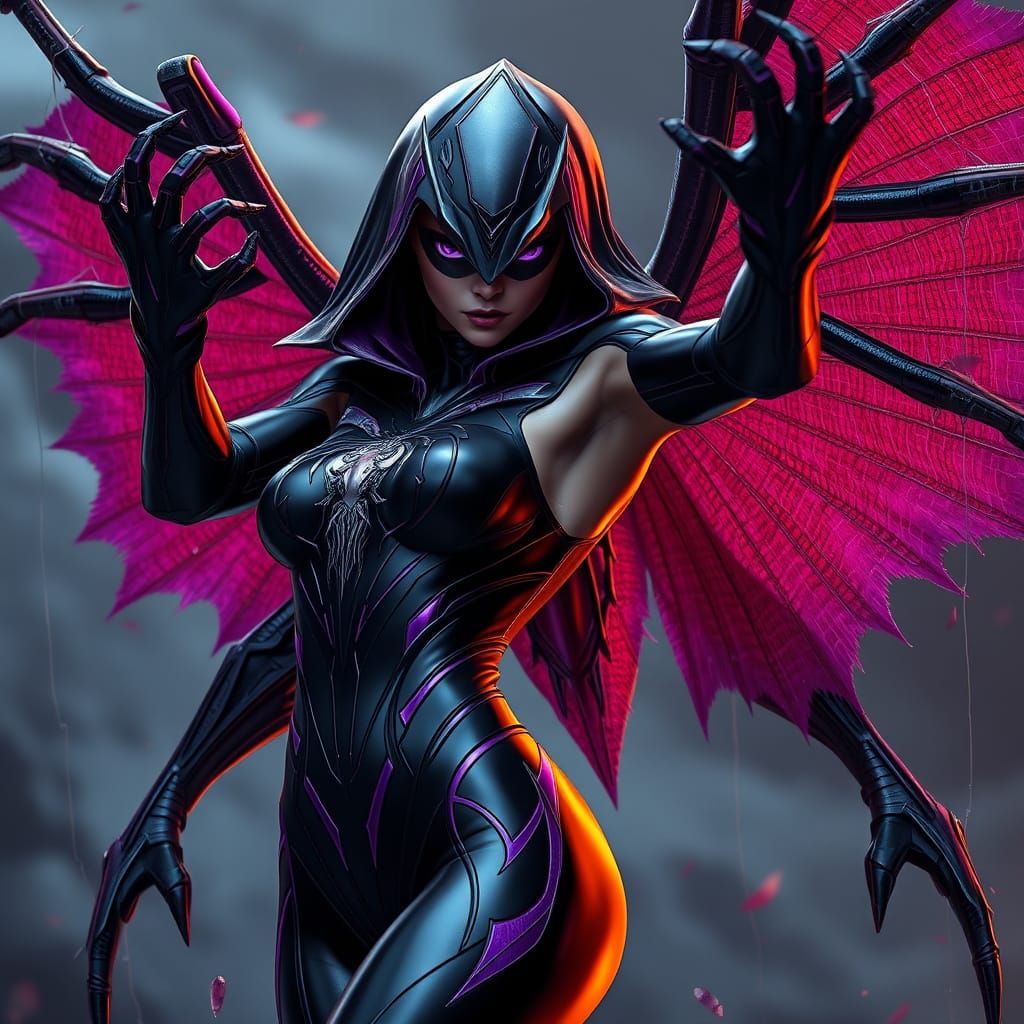 Ghost Spider Pin-Up: Dynamic Fantasy Concept Art