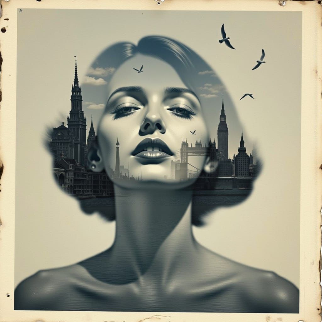 Timeless Cityscape Portrait with Birds in Flight