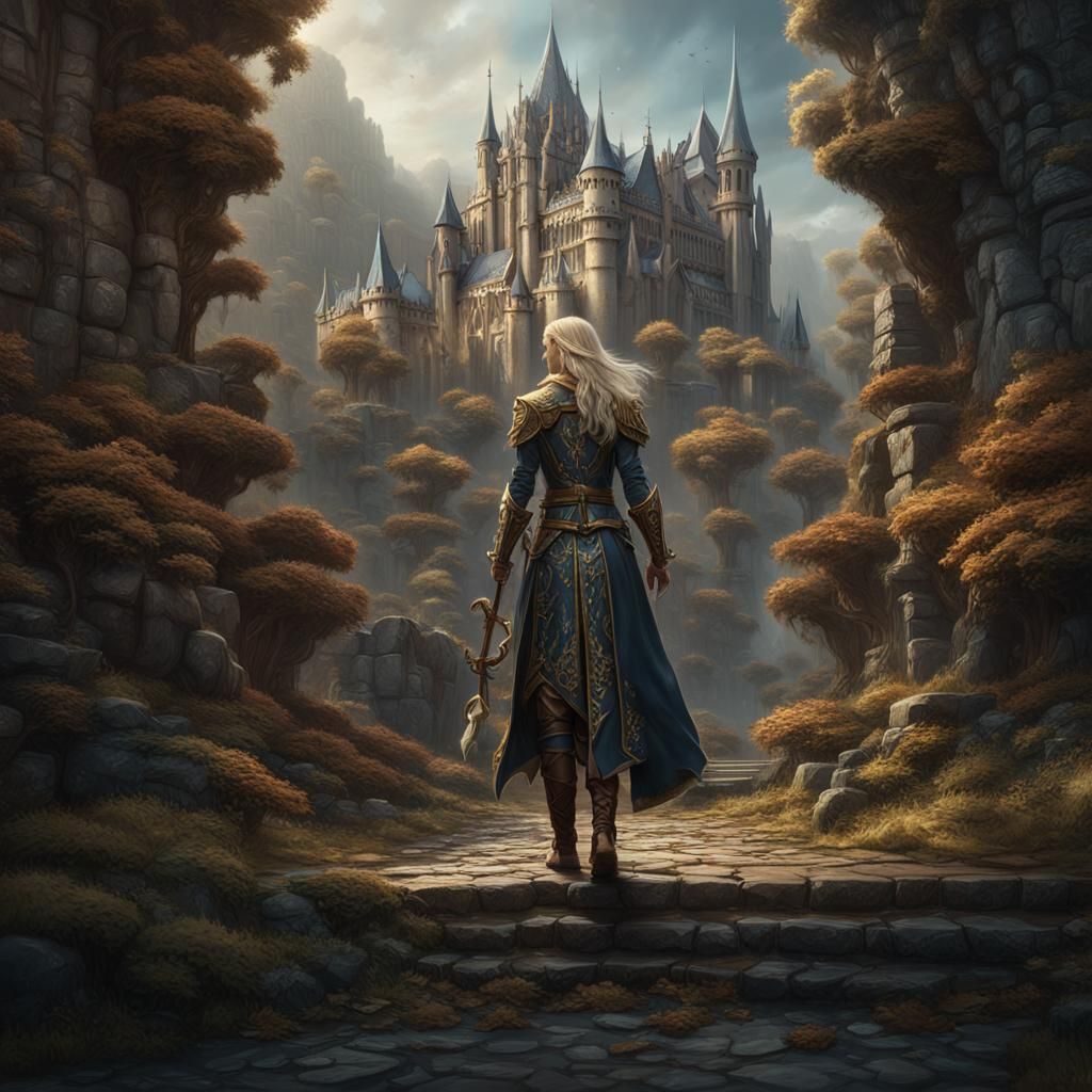 Young Elf Warrior with Bow and Arrow