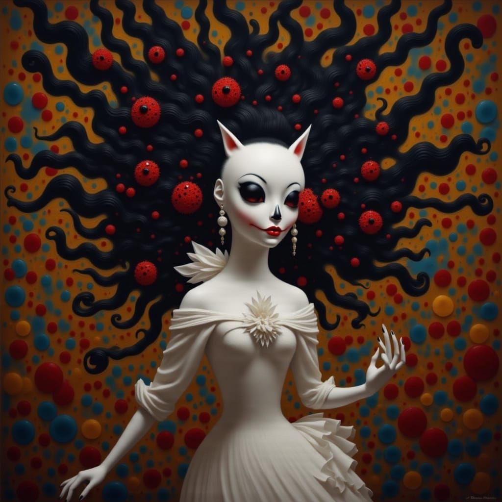 Surreal Woman in Black Theater Style