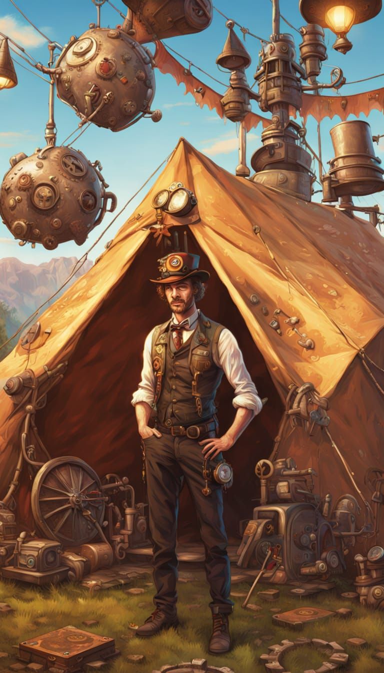 Steampunk Camp Counselor at Heart Gear Tent