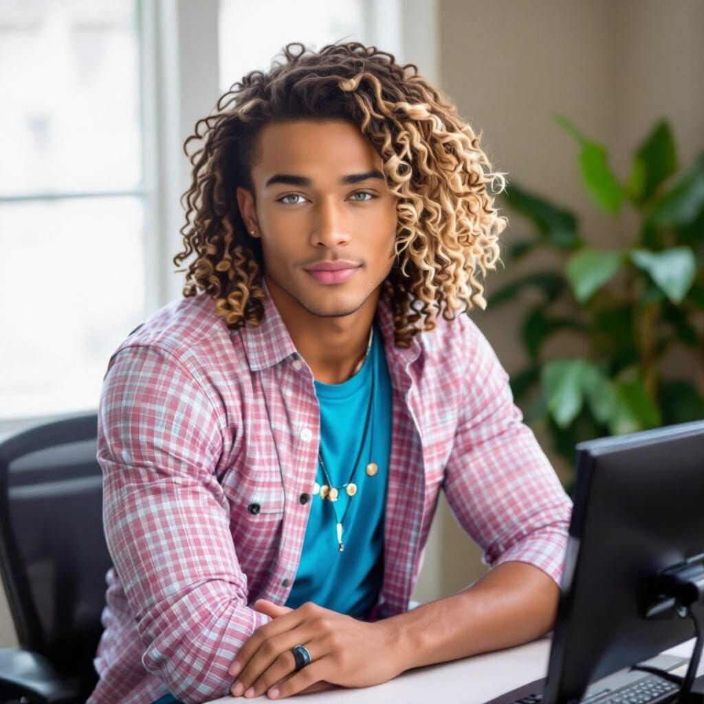 Handsome African American Poet with Turquoise Eyes