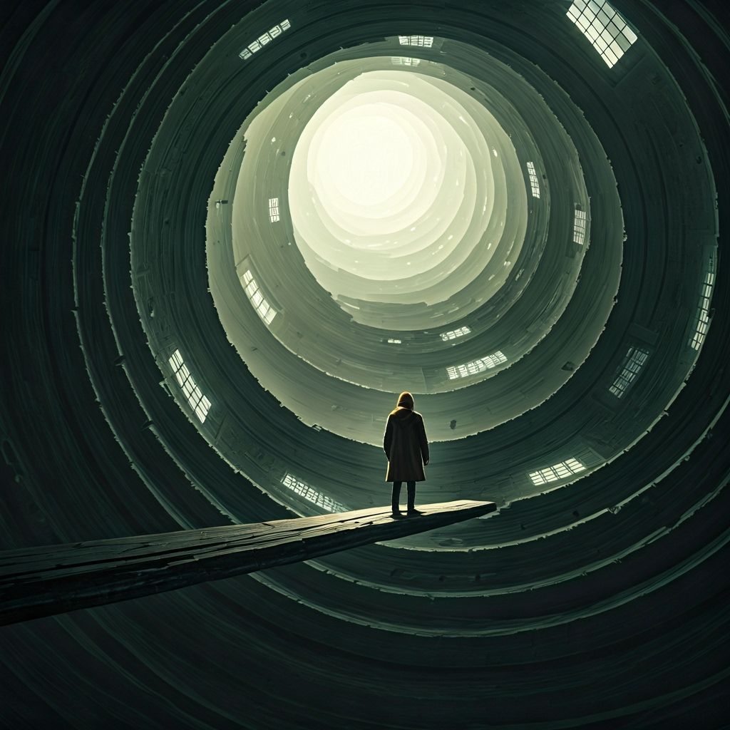 Surreal Spiral Canyon with Floating Staircases