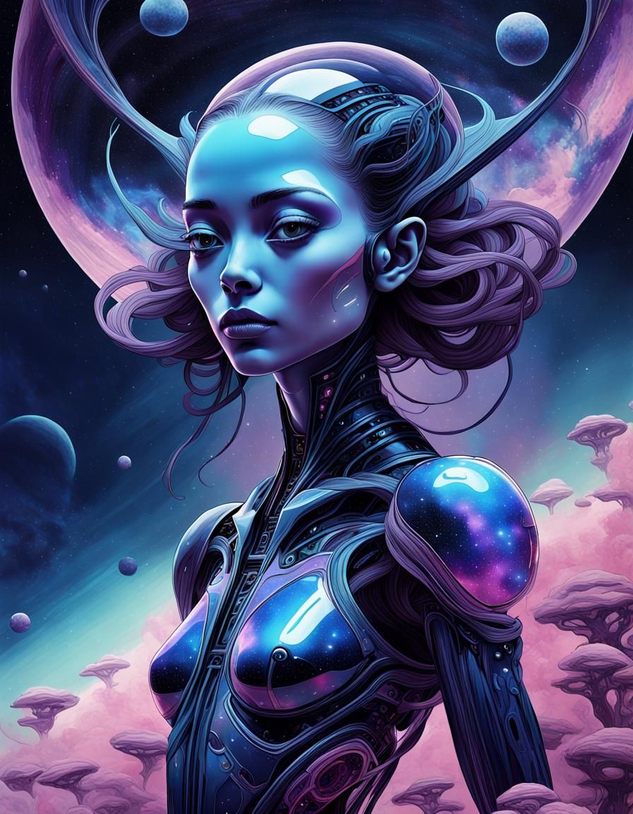 Surreal Alien Woman in Stardust Mirage