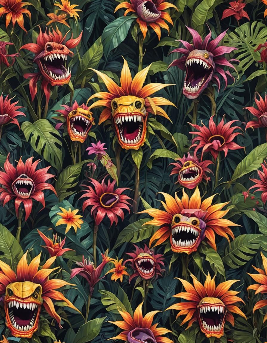 Sinister Tropical Flowers with Teeth
