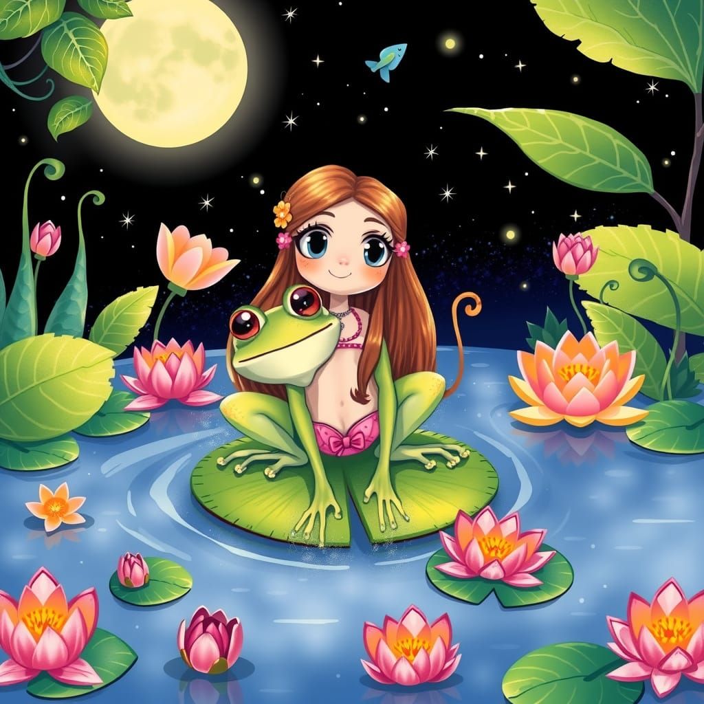Sabrina Carpenter as Whimsical Frog in Enchanted Pond Scene