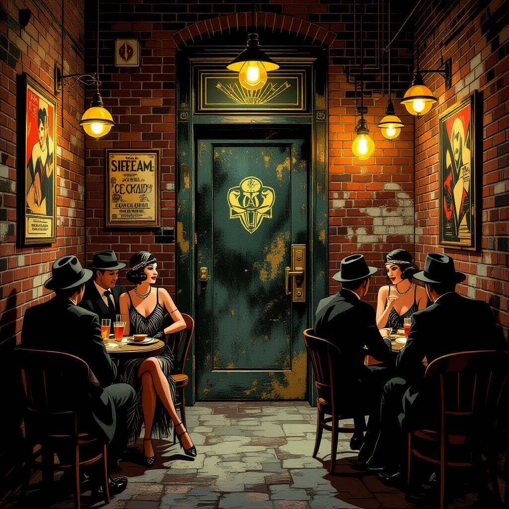 Art Deco Speakeasy in Gritty Alleyway