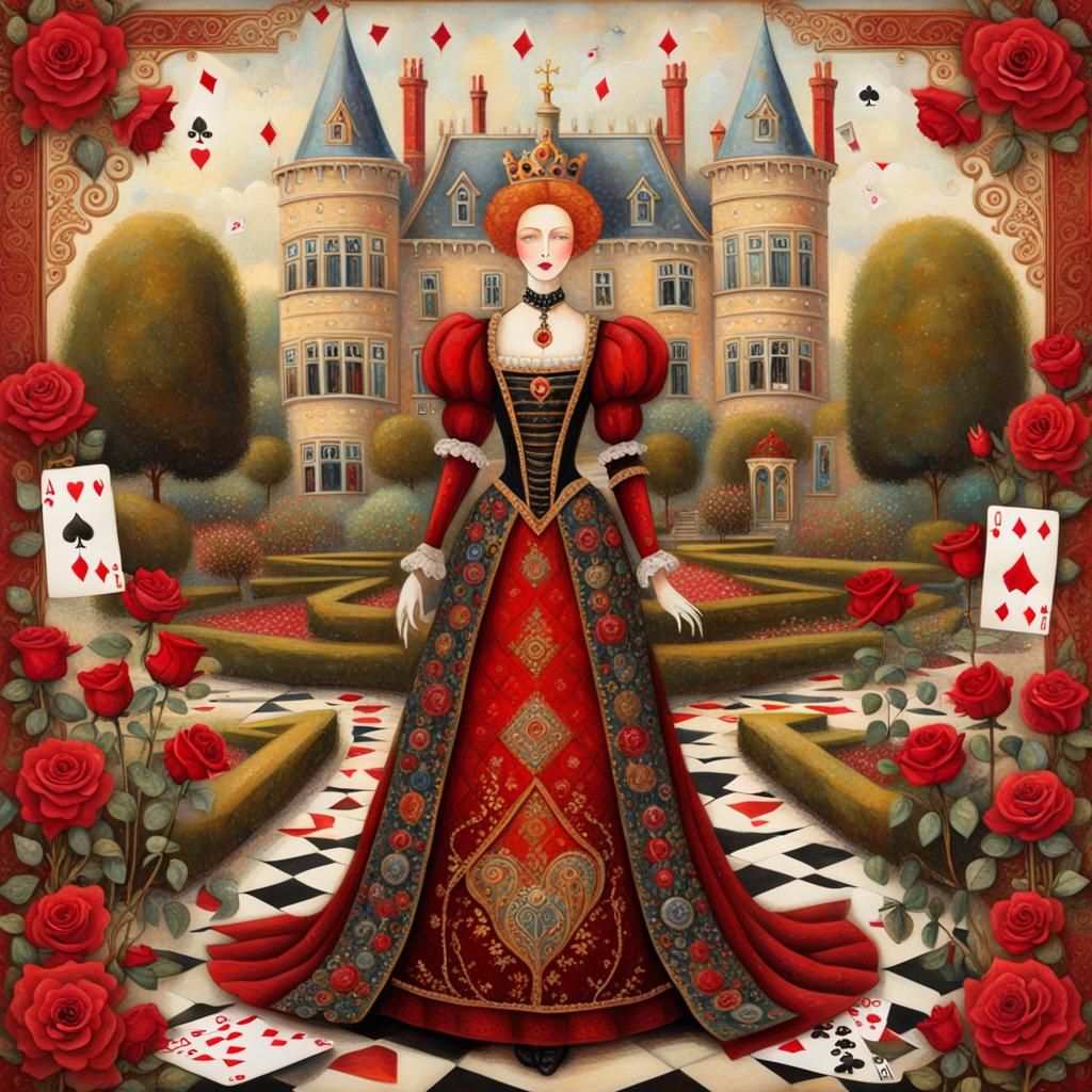 Queen of Hearts in Storybook Art Style