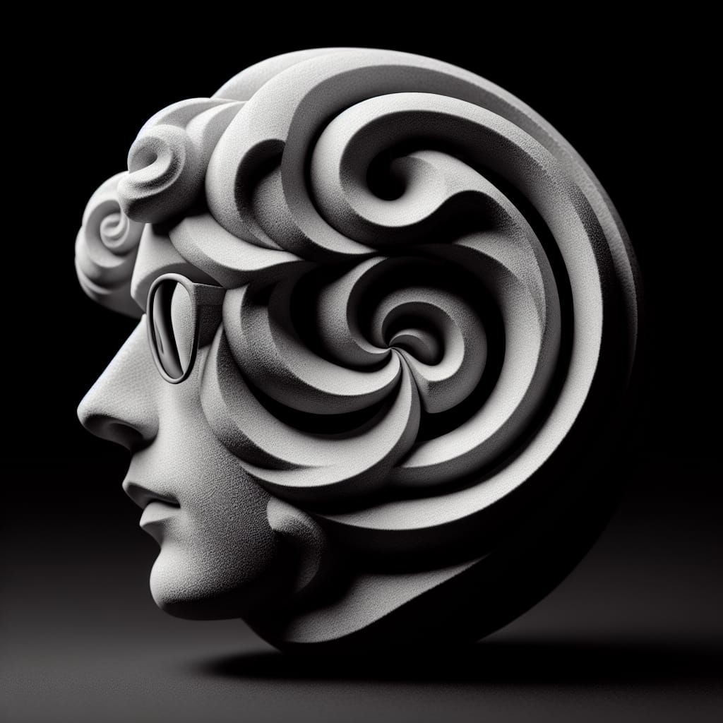 Surrealistic Sculpture of a Hispanic Woman in Optically Illu...