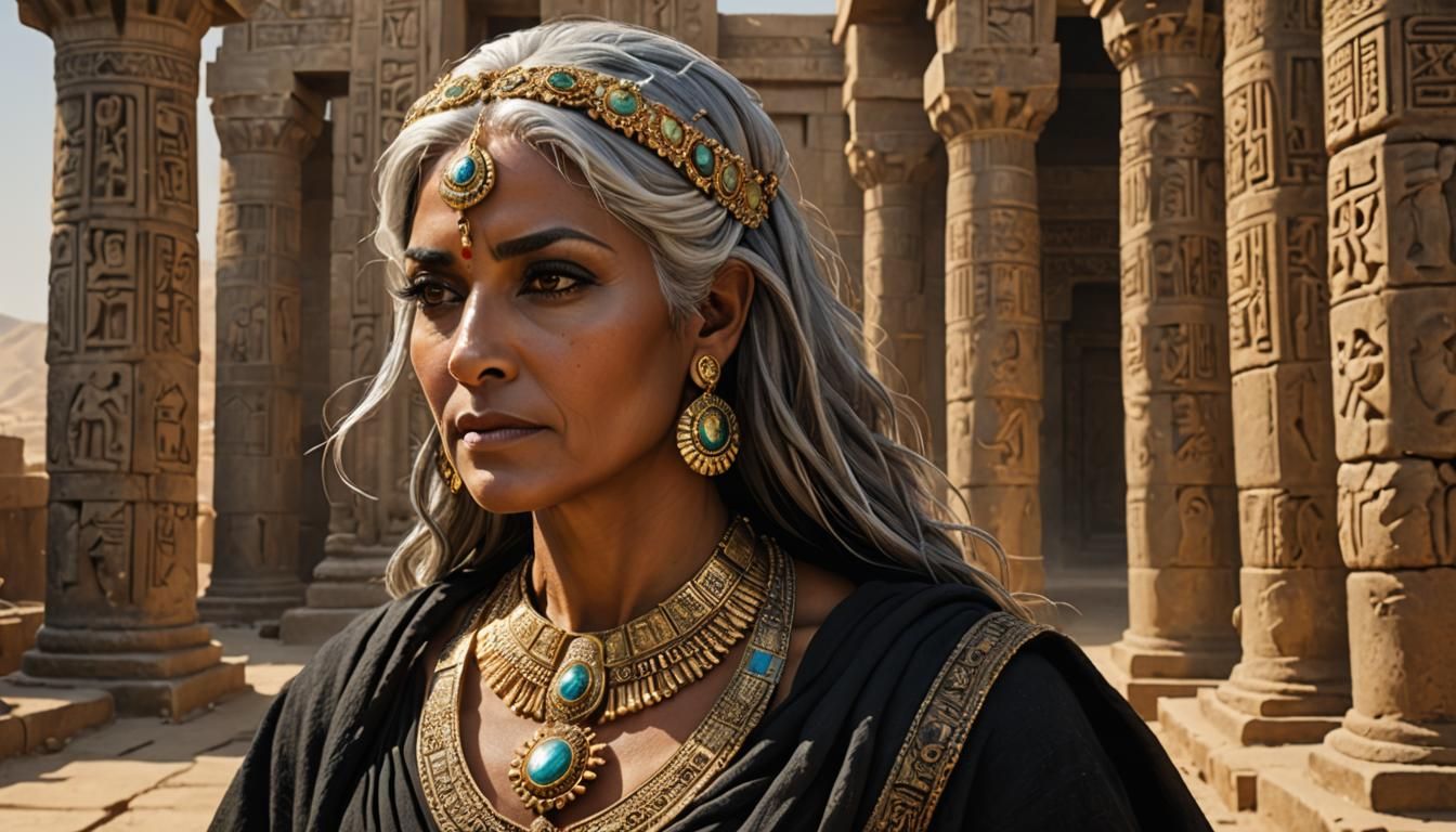 Ancient Mesopotamian Goddess in Stone Temple