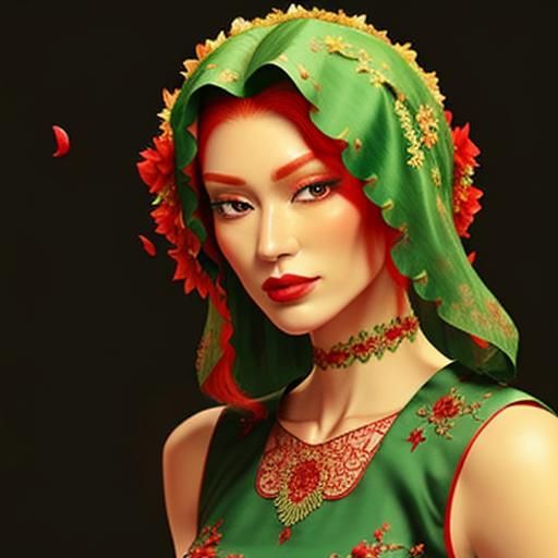 Crimson Dress: A Sensual Feminine Portrait