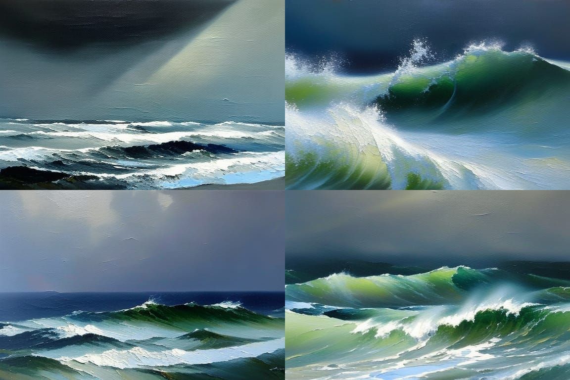 Violent Stormy Seascape in Impressionistic Style