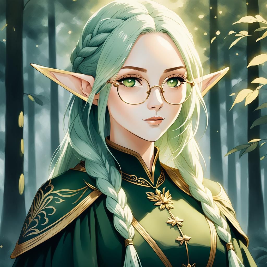 High Elf Portrait in Anime Sketch Style