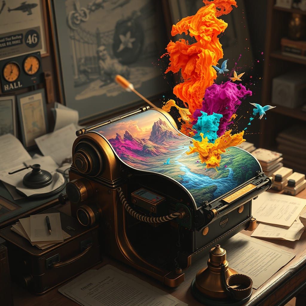 Vintage 1930s Printer Brings Whimsical Futuristic Landscapes...