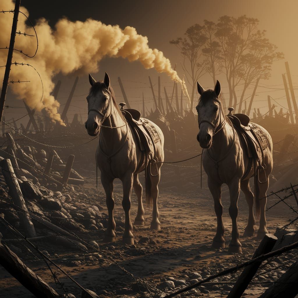 WWI Trenches: Haunting Sepia Art Inspired by Doré