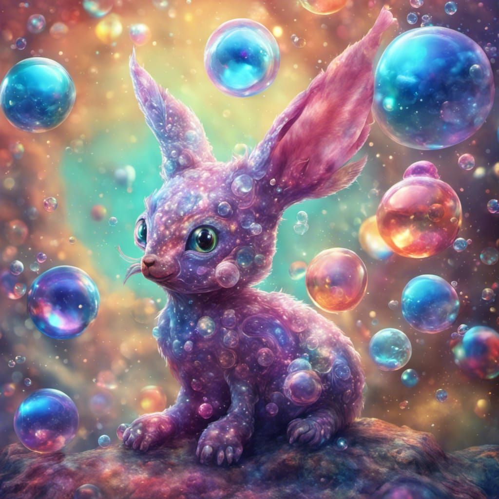 Bubble Fantasy Animal: Holographic Cosmic Illustration