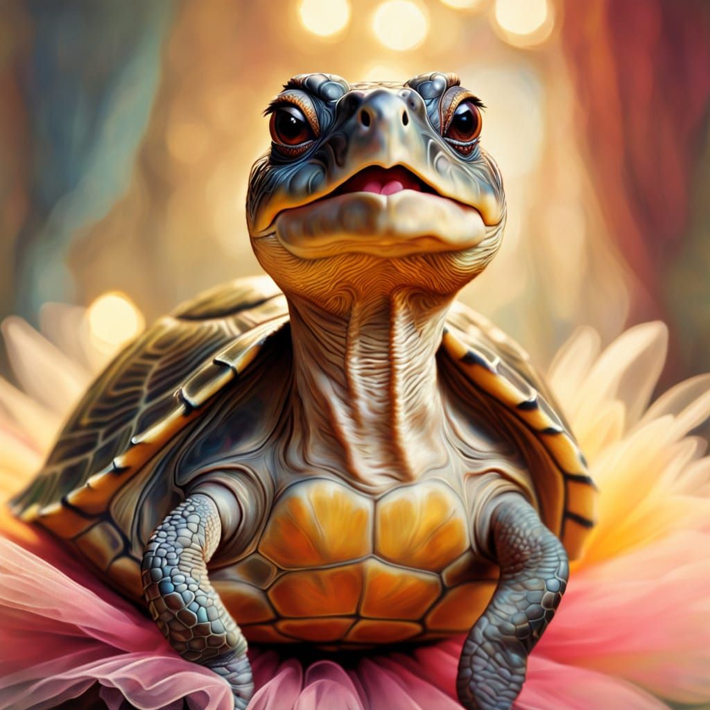 Turtle Sings in Tutu: 1900s Style Portrait