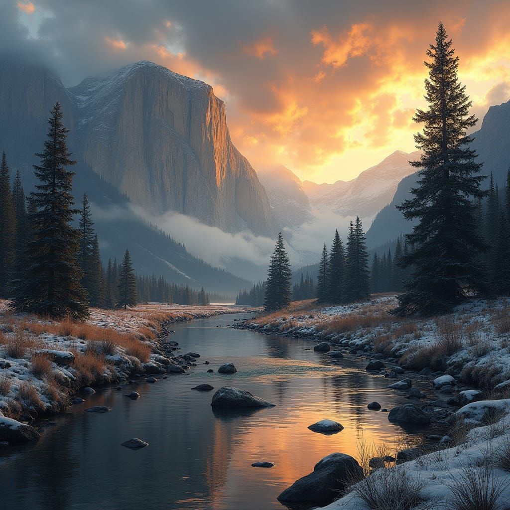 Mountain Valleys Set Ablaze by Golden Sunlight