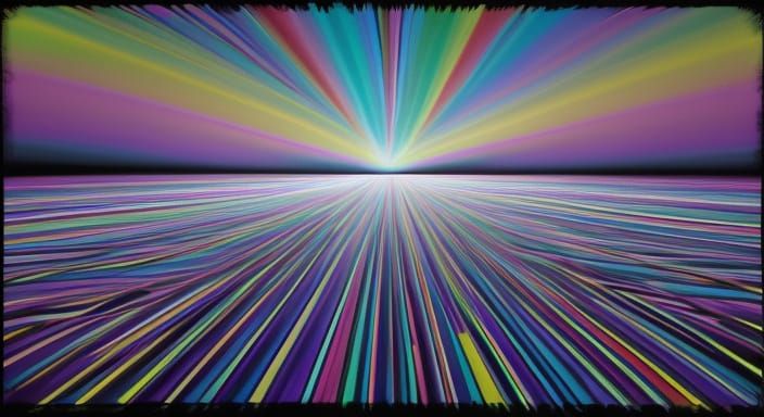 Kaleidoscopic Rainbow Stripes in Colorfield Style