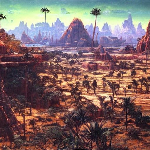 Tribes Versus Machines Battle in Ancient Landscape