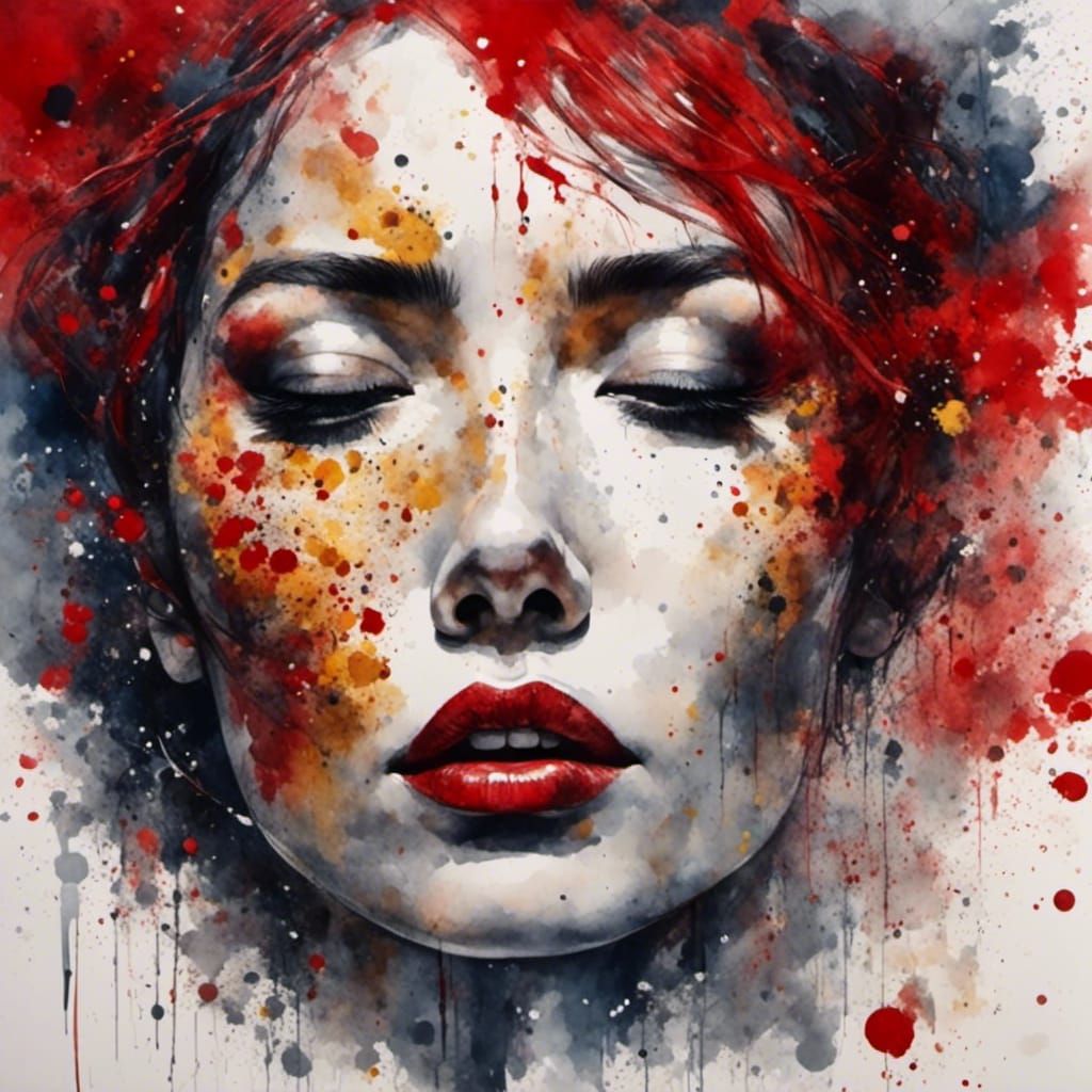 A striking minimalist abstract portrait of a female face