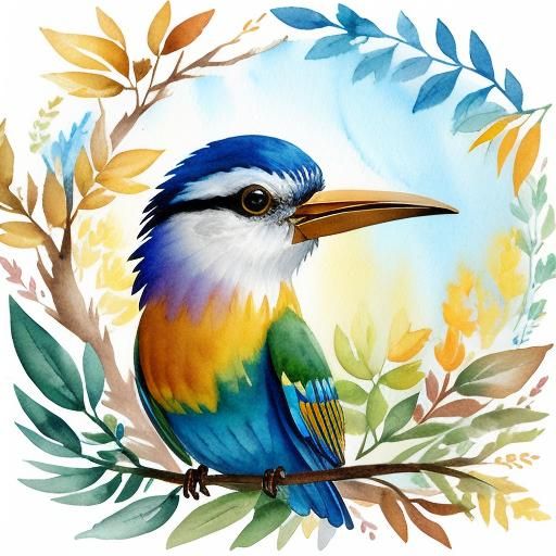 Colorful Bird Portrait in Watercolor