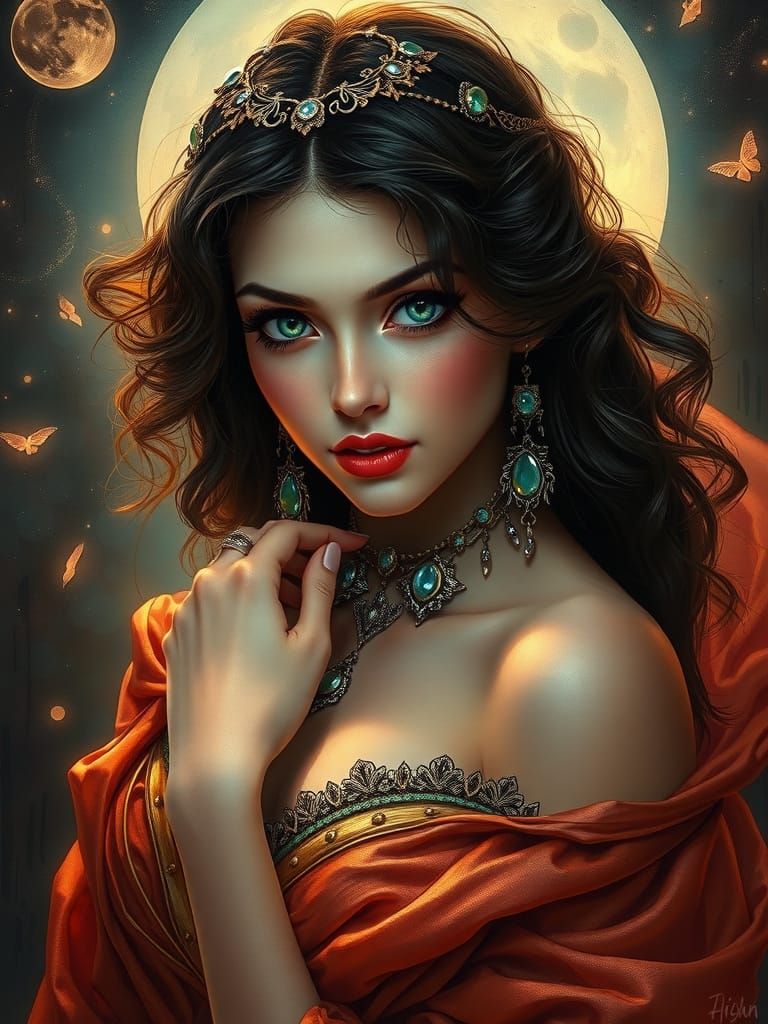 Enchantress Portrait in Ethereal Moonlight