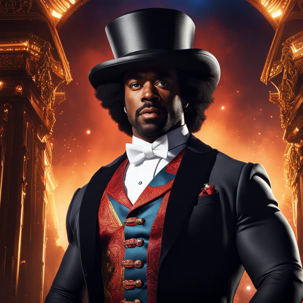 Xavier Woods in Top Hat: Detailed Digital Painting