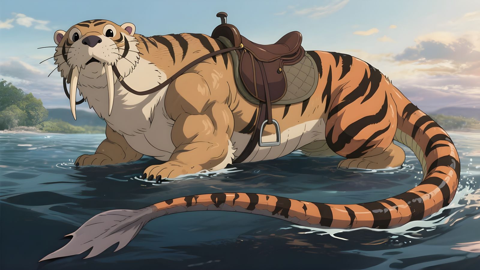 Hybrid Fantasy Creature in Studio Ghibli Anime Style