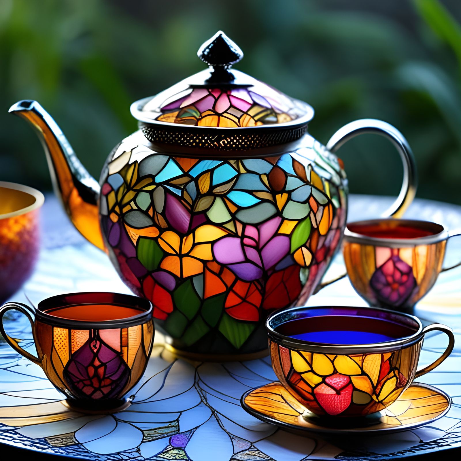 Stained Glass Tea Set